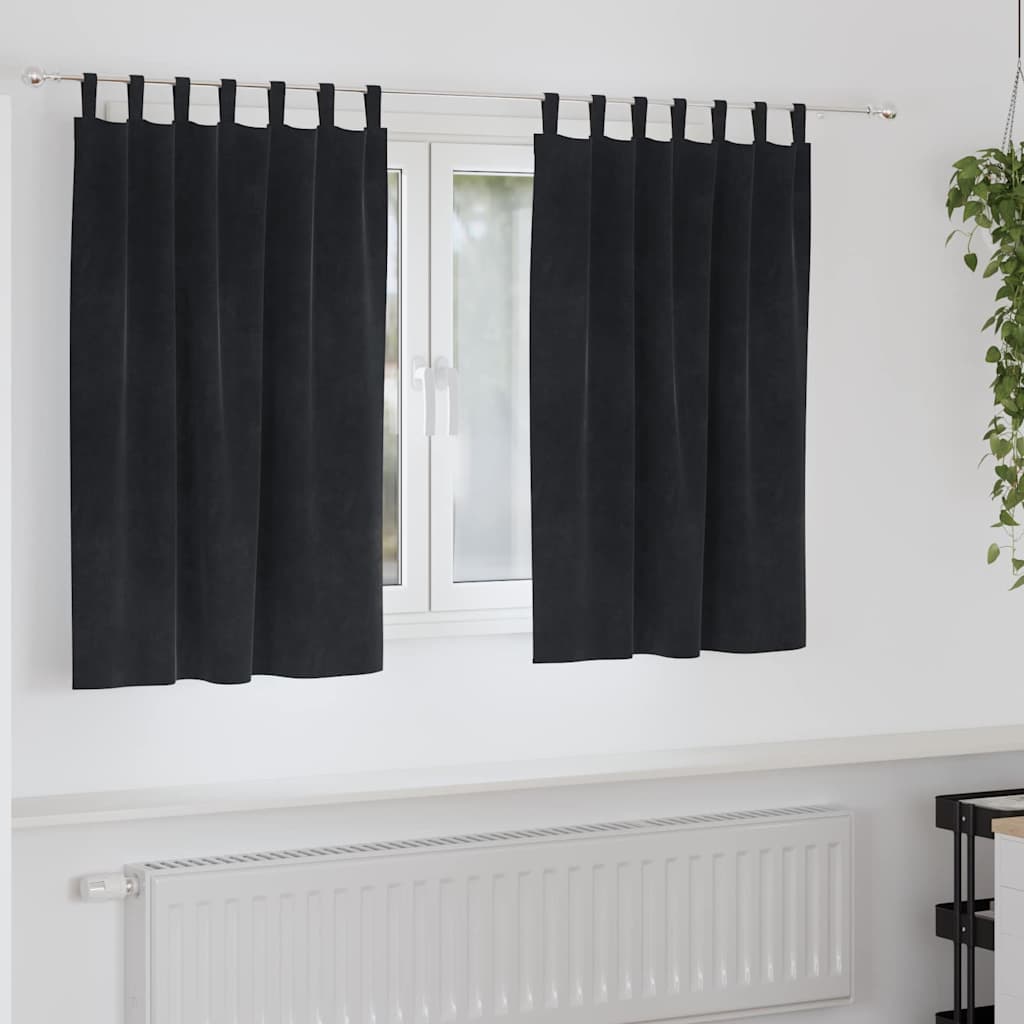 Verdunkelungsvorhänge 2 Pcs Samt Schwarz