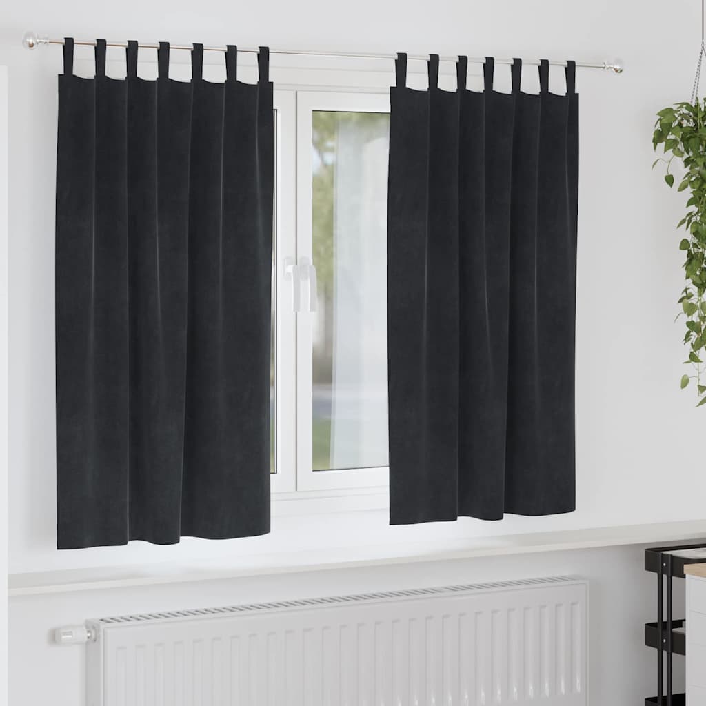 Verdunkelungsvorhänge 2 Pcs Samt Schwarz