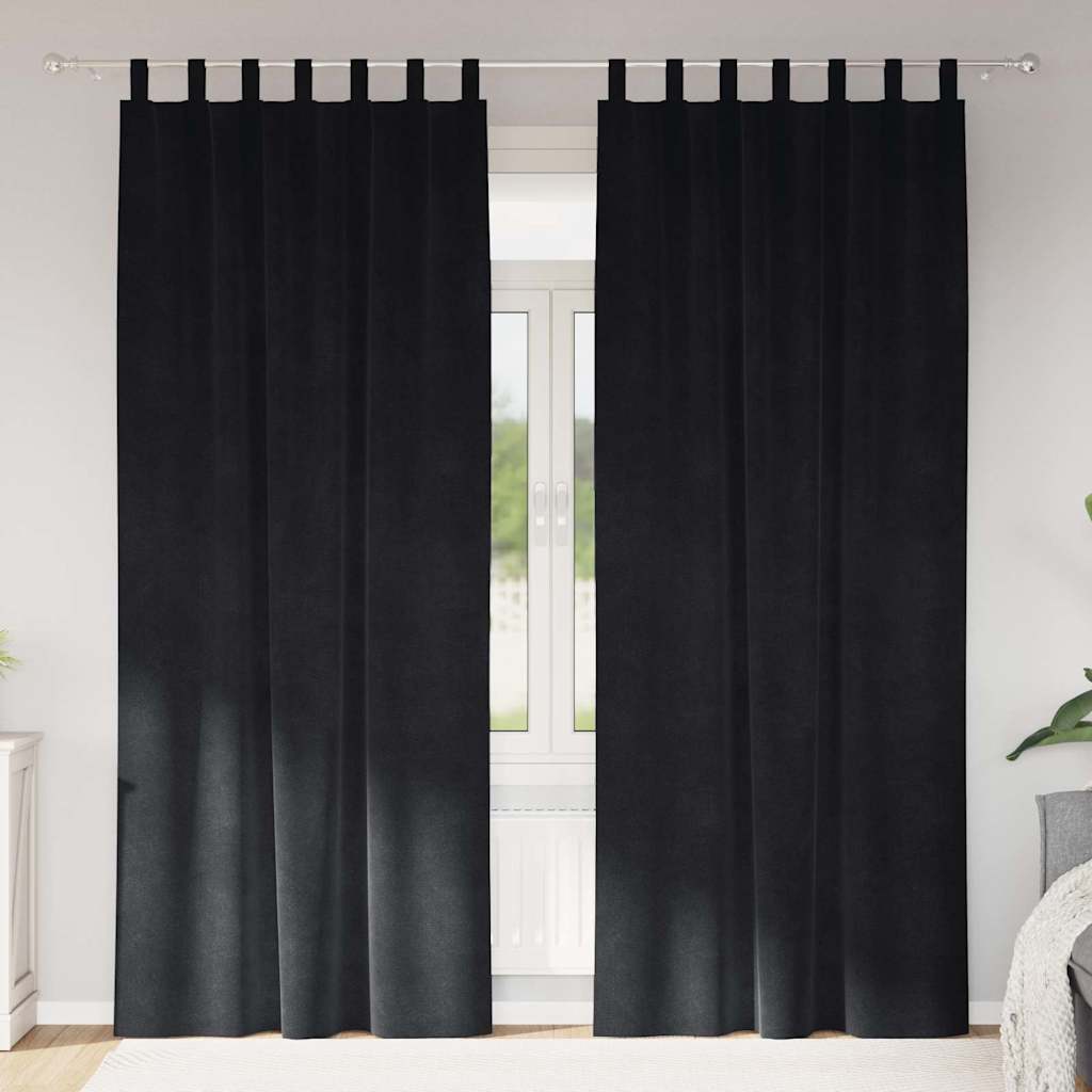 Verdunkelungsvorhänge 2 Pcs Samt Schwarz