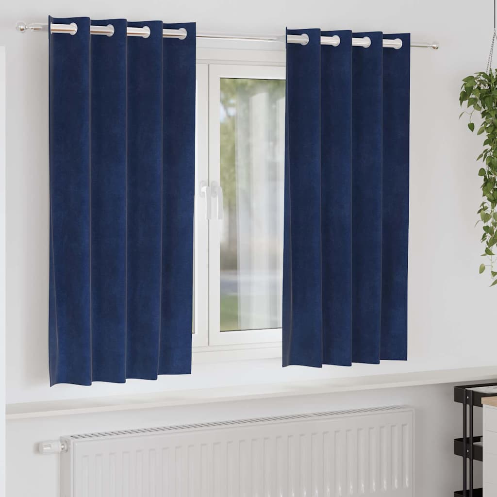Verdunkelungsvorhänge 2 Pcs Samt Dunkelblau