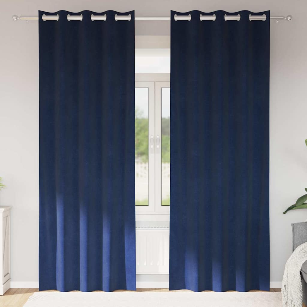 Verdunkelungsvorhänge 2 Pcs Samt Dunkelblau