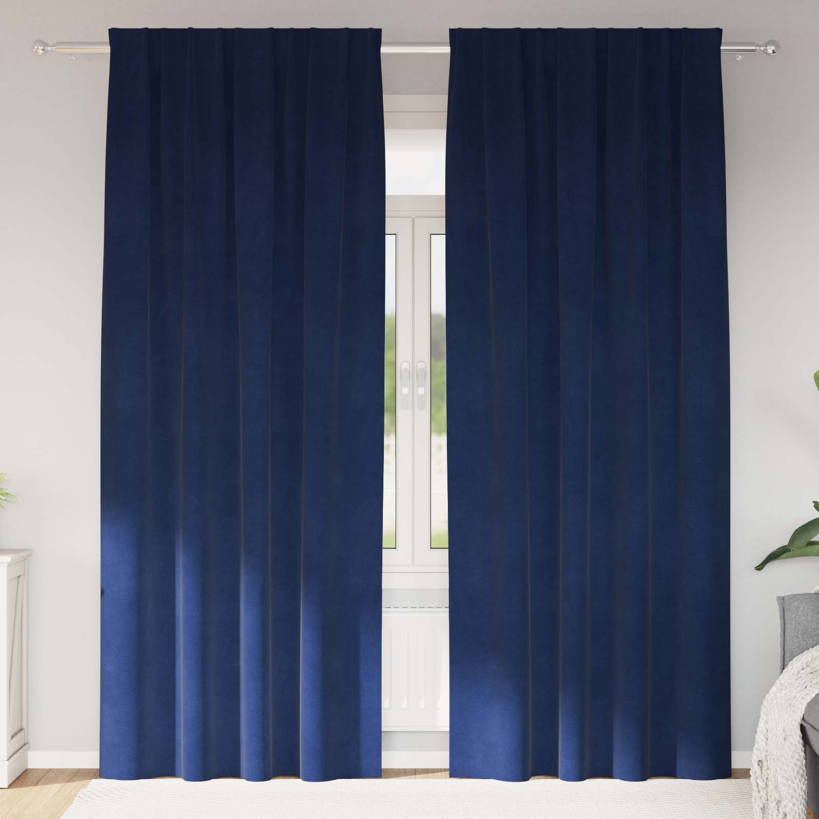 Verdunkelungsvorhänge 2 Pcs Samt Dunkelblau