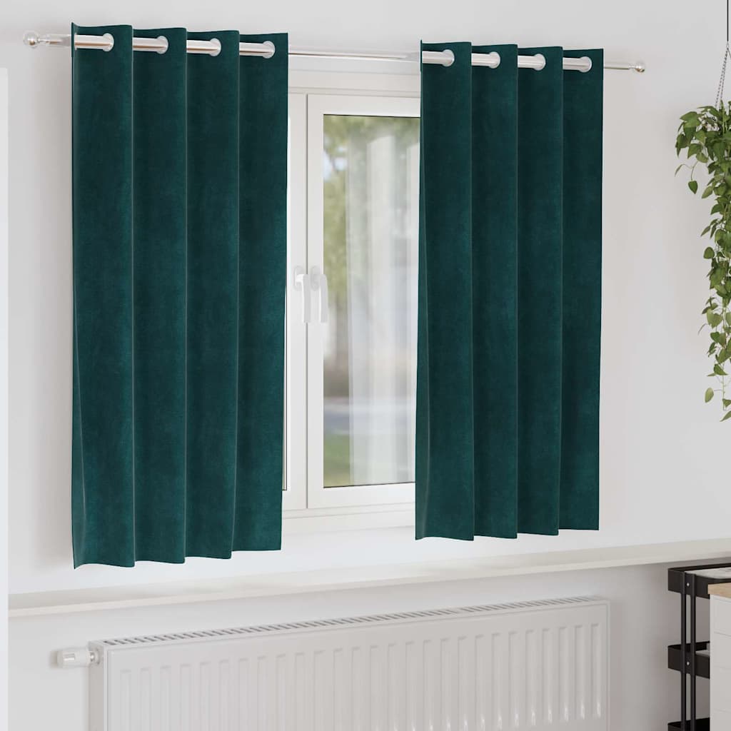 Verdunkelungsvorhänge 2 Pcs Samt Dunkelgrün