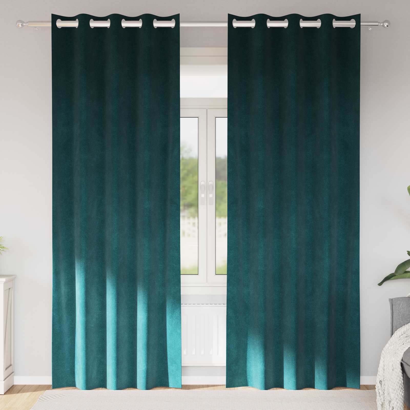 Verdunkelungsvorhänge 2 Pcs Samt Dunkelgrün