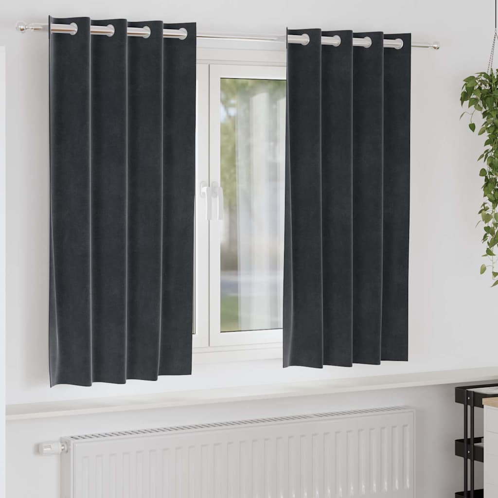 Verdunkelungsvorhänge 2 Pcs Samt Dunkelgrau