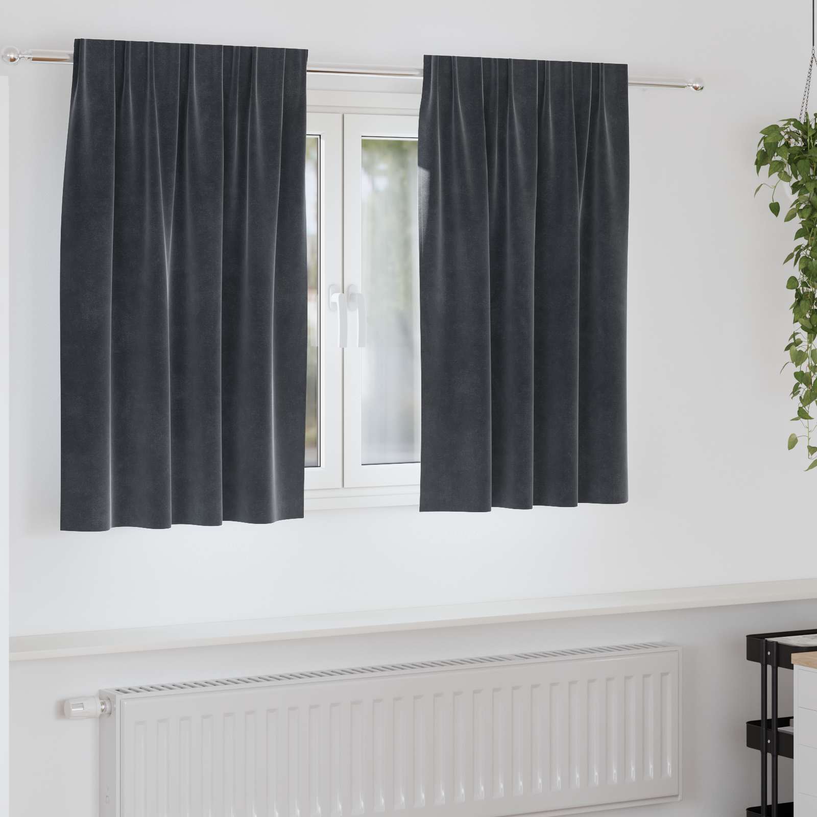 Verdunkelungsvorhänge 2 Pcs Samt Dunkelgrau