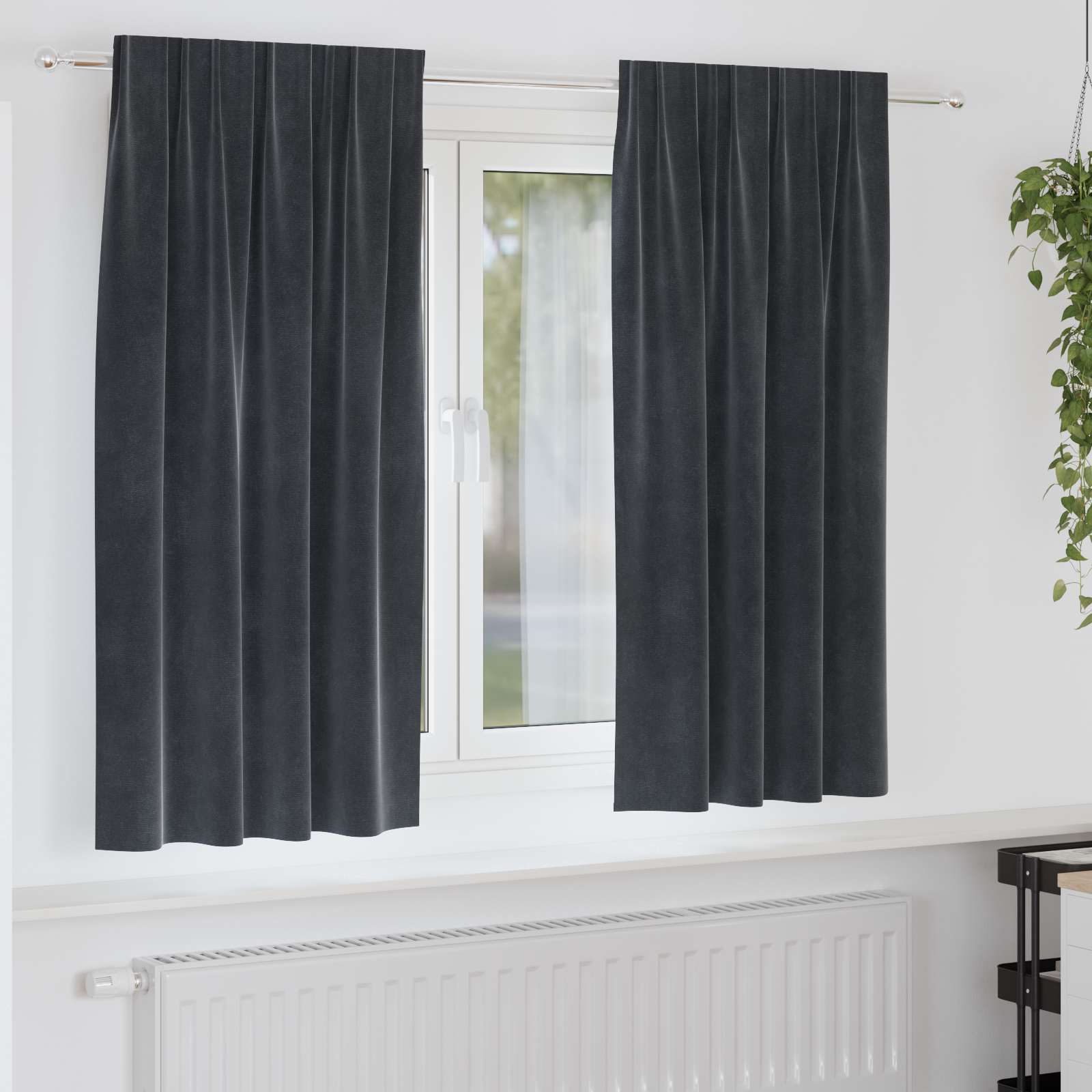 Verdunkelungsvorhänge 2 Pcs Samt Dunkelgrau