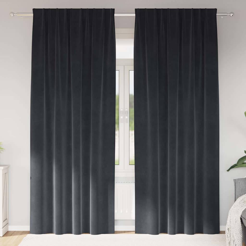 Verdunkelungsvorhänge 2 Pcs Samt Dunkelgrau