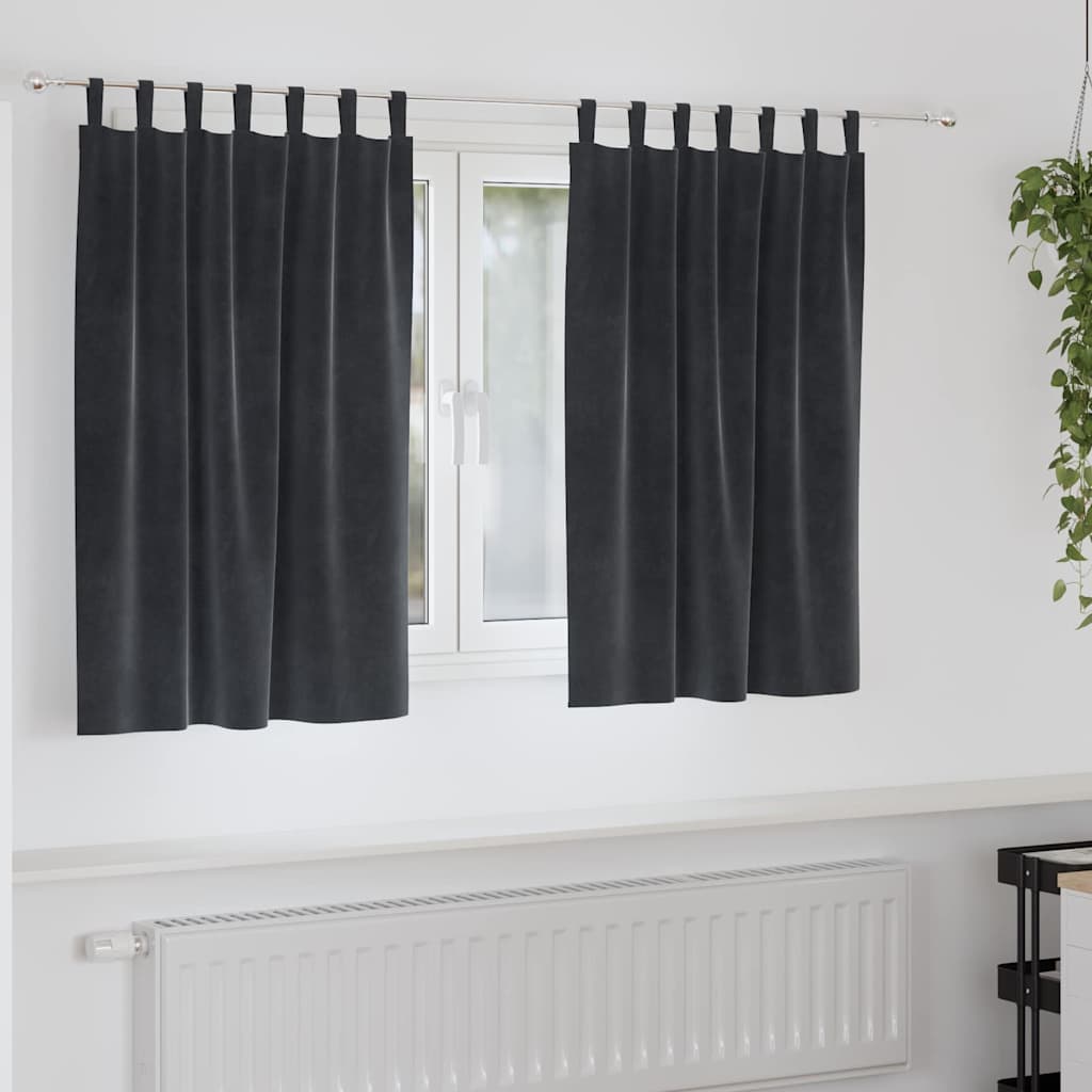 Verdunkelungsvorhänge 2 Pcs Samt Dunkelgrau
