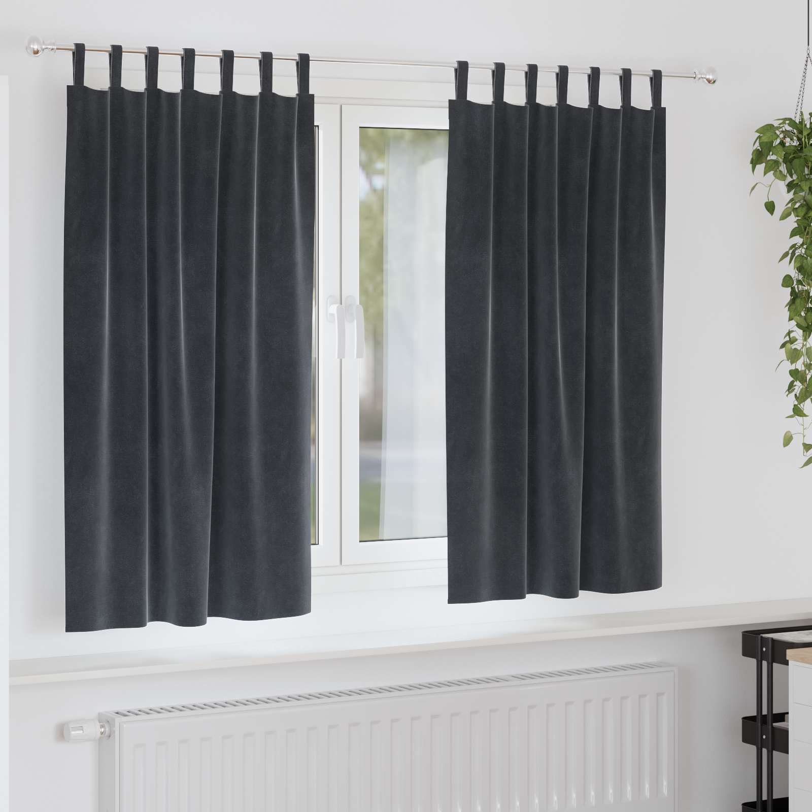 Verdunkelungsvorhänge 2 Pcs Samt Dunkelgrau