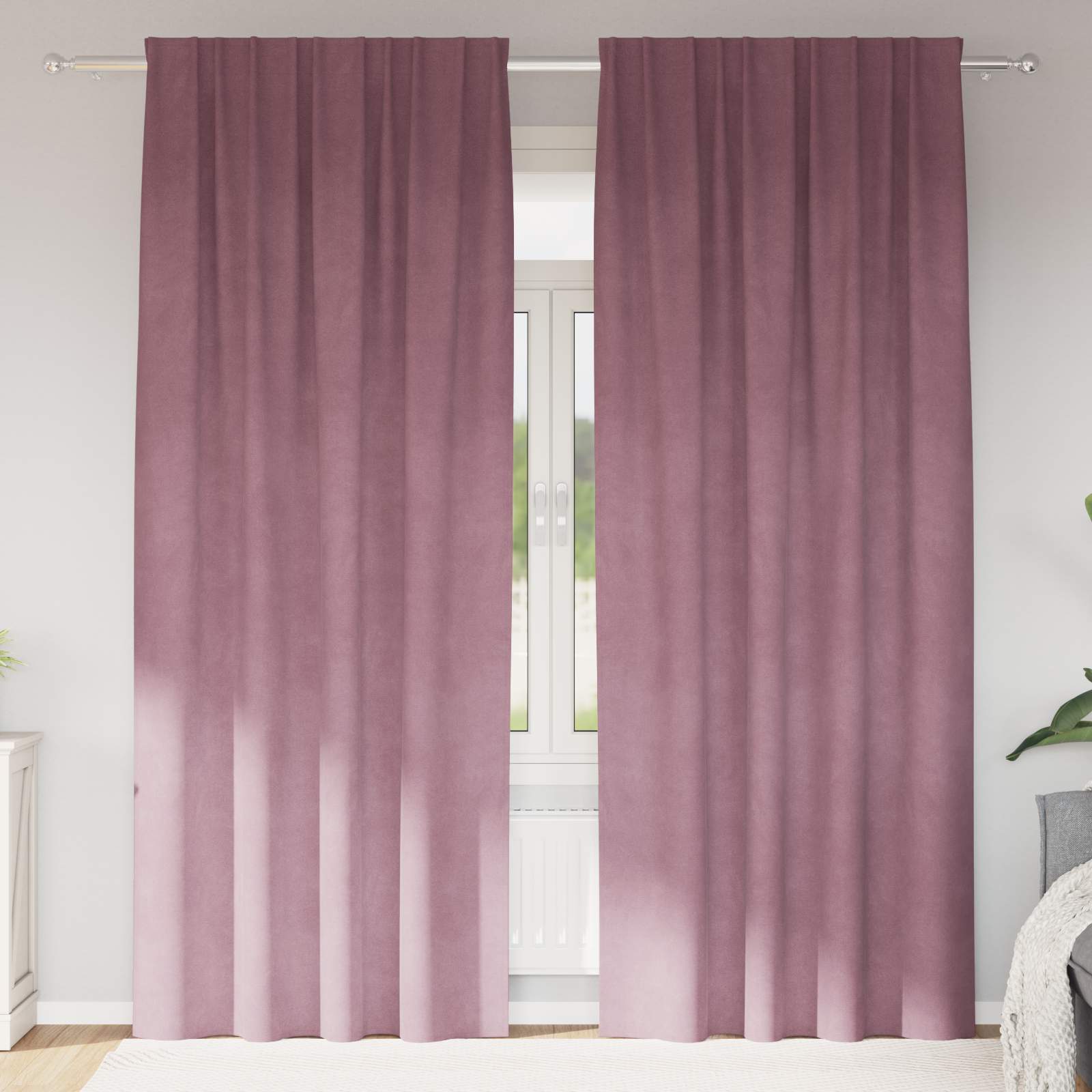 Verdunkelungsvorhänge 2 Pcs Samt Dunkelrosa