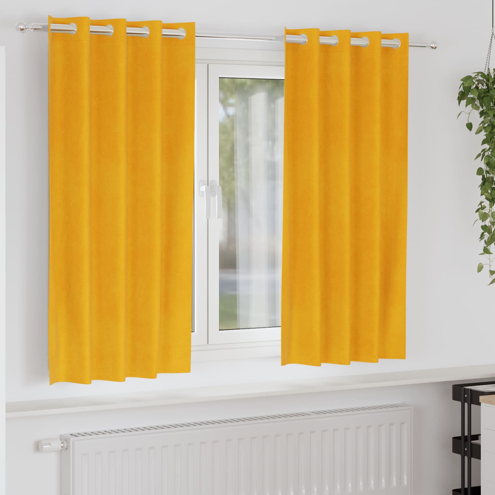 Verdunkelungsvorhänge 2 Pcs Samt Senfgelb