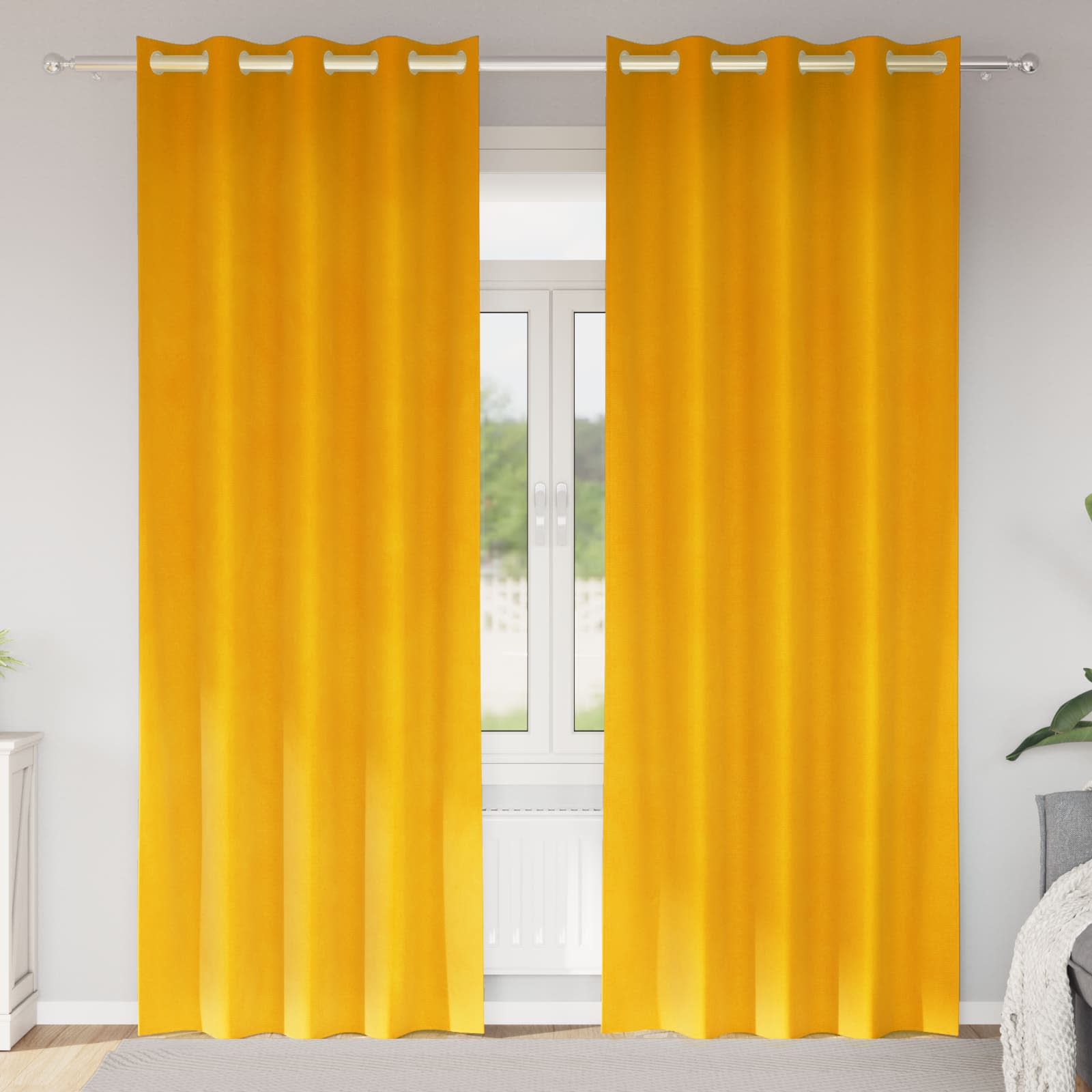 Verdunkelungsvorhänge 2 Pcs Samt Senfgelb