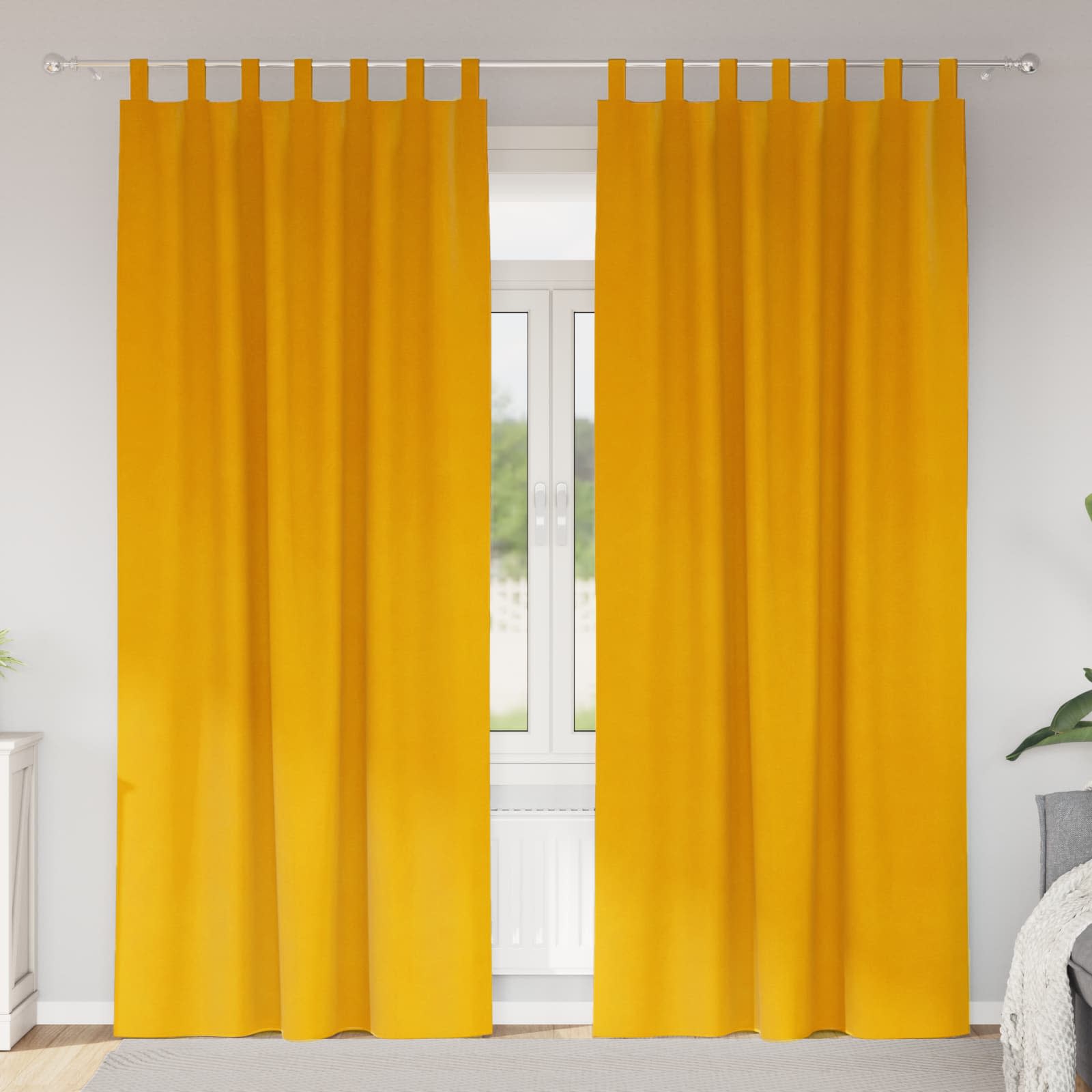 Verdunkelungsvorhänge 2 Pcs Samt Senfgelb