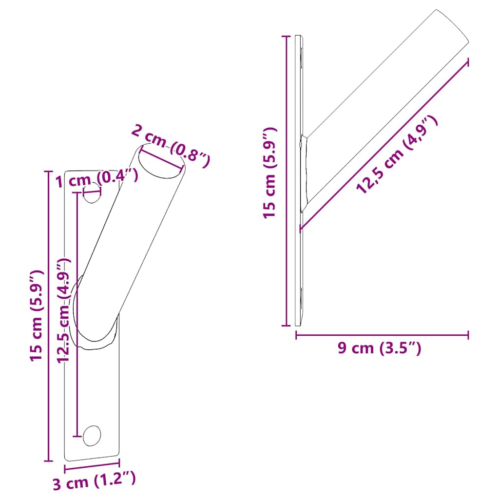 Fahnen Pole Holde Schwarz 15 X 3 X 0,35 Cm Stahl