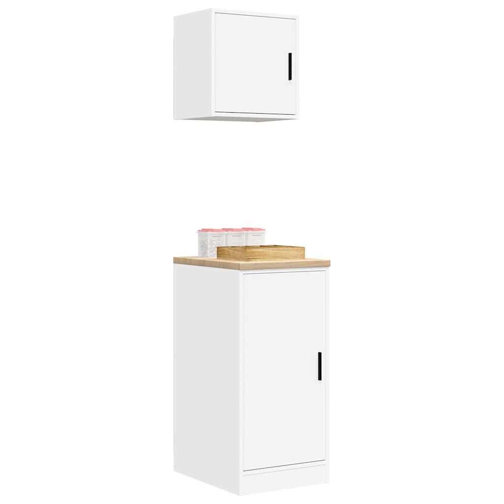 Garagenschränke 2 Stk. Holzwerkstoff Weiß
