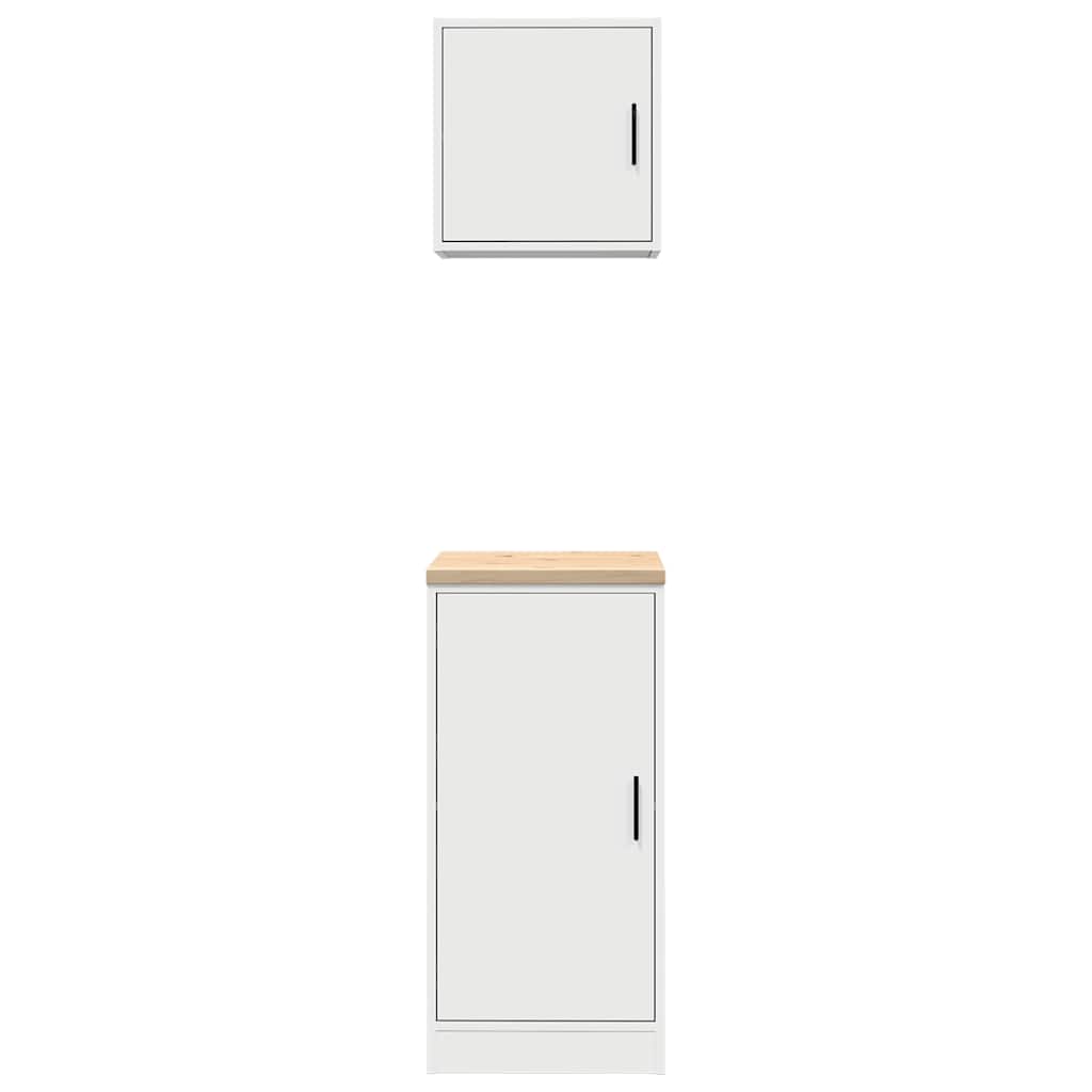 Garagenschränke 2 Stk. Holzwerkstoff Weiß