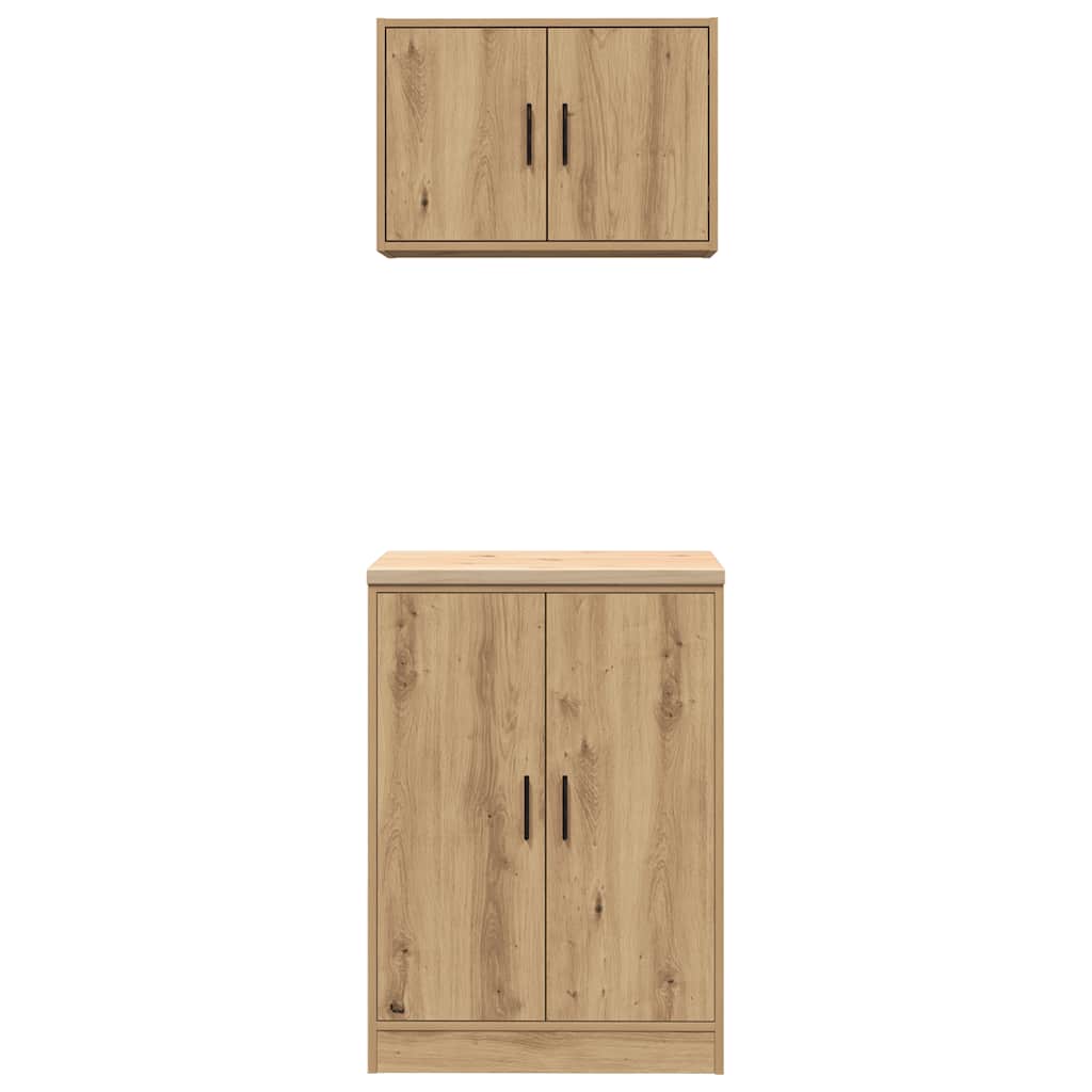 Garagenschränke 2 Stk. Artisan-Eiche Holzwerkstoff Artisian Oak