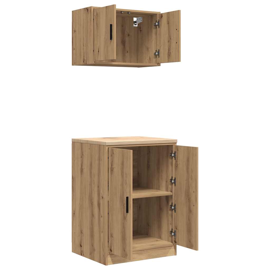 Garagenschränke 2 Stk. Artisan-Eiche Holzwerkstoff Artisian Oak