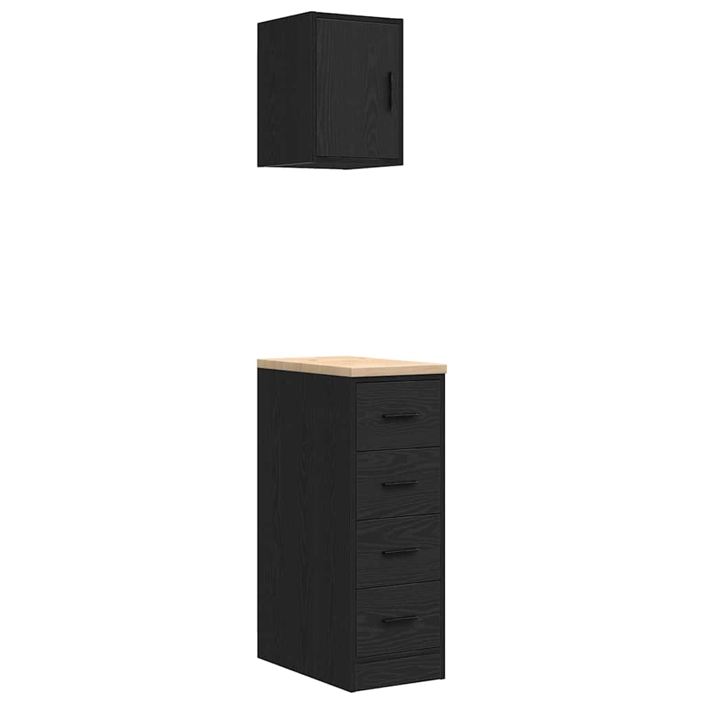 Garagenschränke 2 Stk. Holzwerkstoff Schwarz