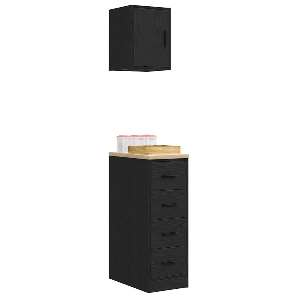Garagenschränke 2 Stk. Holzwerkstoff Schwarz