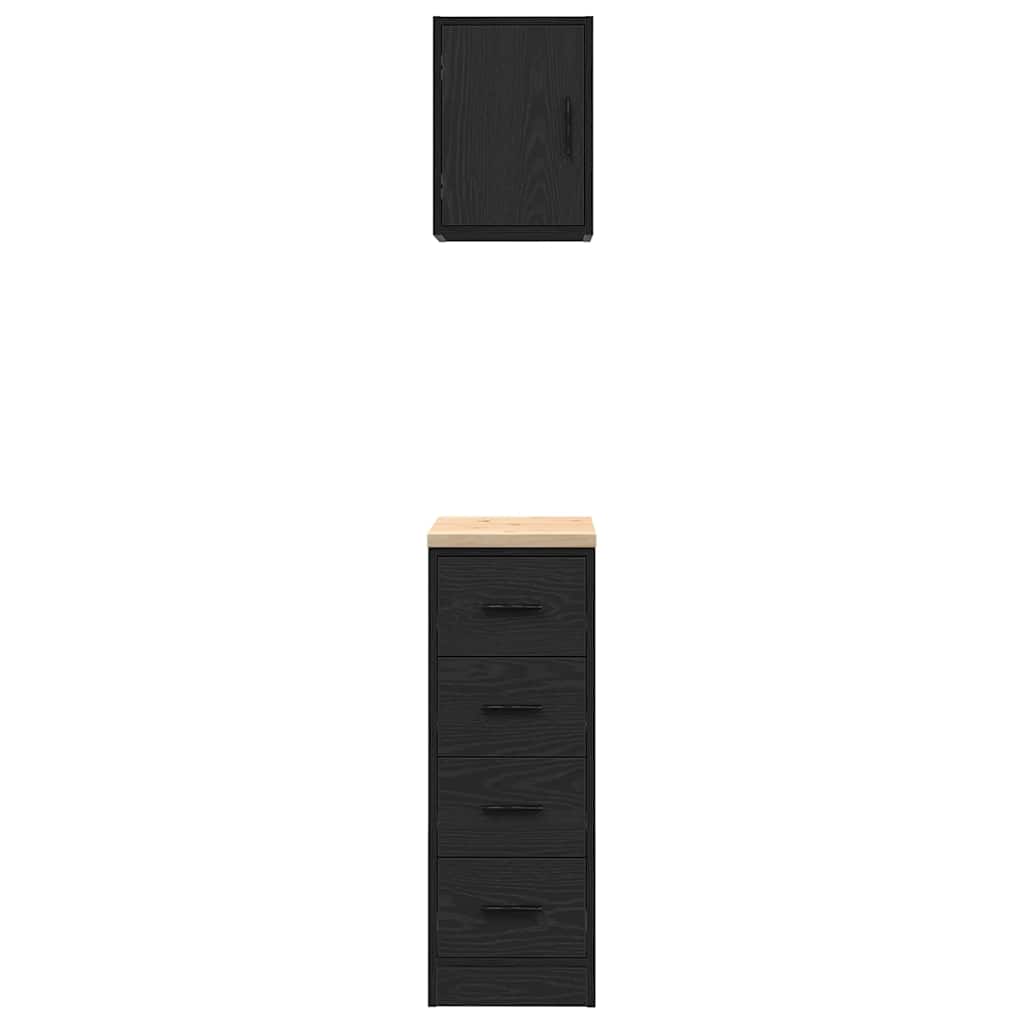Garagenschränke 2 Stk. Holzwerkstoff Schwarz