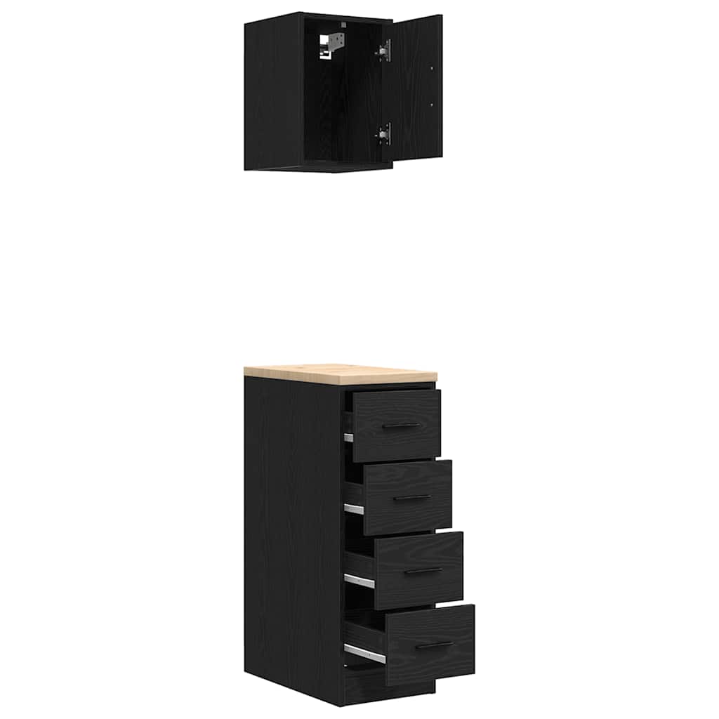 Garagenschränke 2 Stk. Holzwerkstoff Schwarz