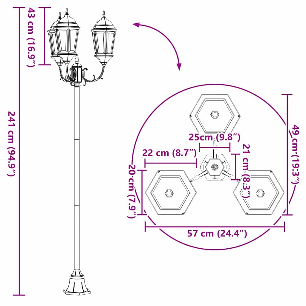 Garten-Licht 57 X 49 X 241 Cm Aluminium Und Glas