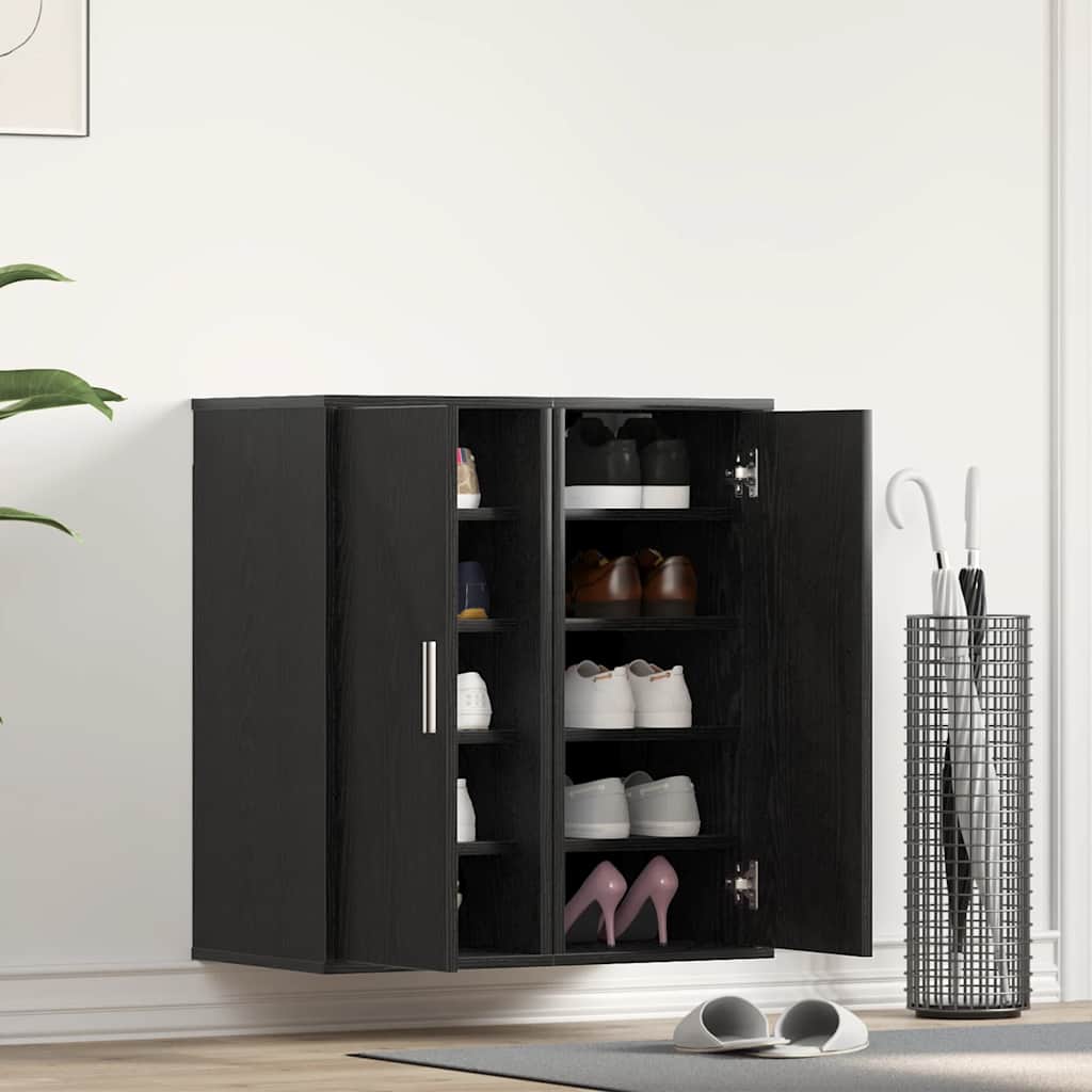 Schuhschrank Schwarz Eichen-Optik Holzwerkstoff Schwarze Eiche