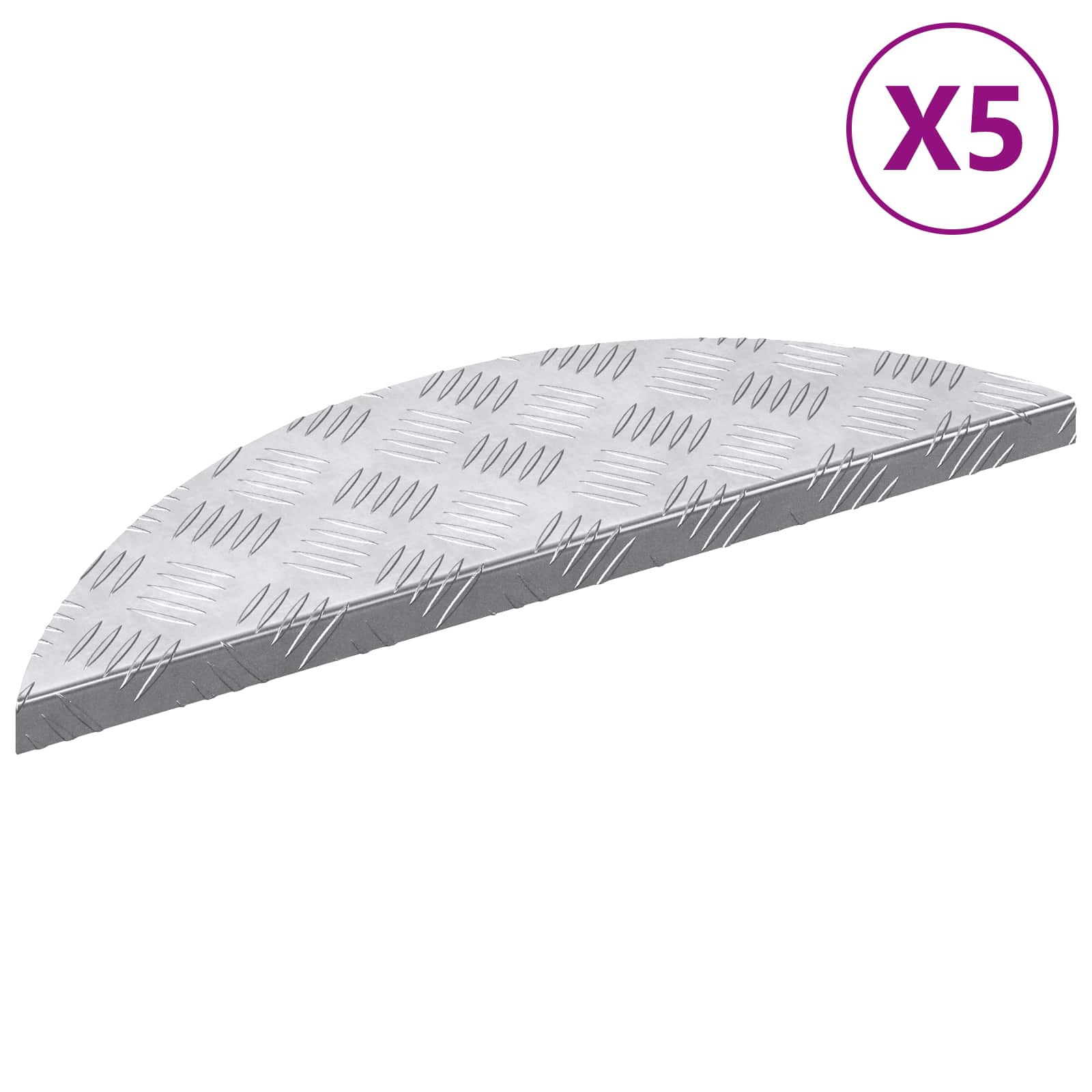 Treppe Tritt Halbmond 5 Pcs Silber 60 X 18 X 2,5 Cm Aluminium