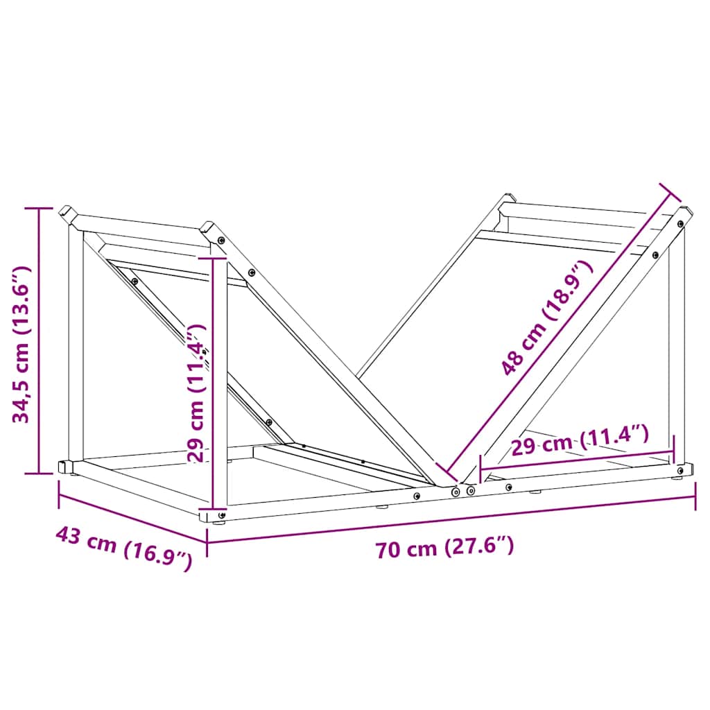 Brennholzregal 70X43X34,5 Cm Kaltgewalzter Stahl