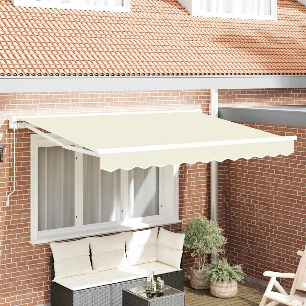 Markisenrahmen Creme 250 X 200 Cm Polyester Mit Pu-Beschichtung Creme (Weißer Rahmen)