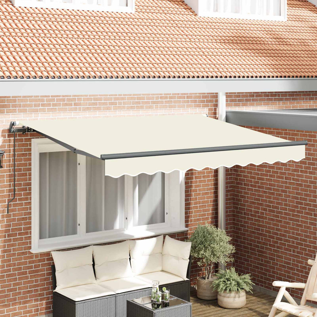 Einziehbare Markise Creme 300 X 200 Cm Stoff Creme (Anthrazit-Rahmen)