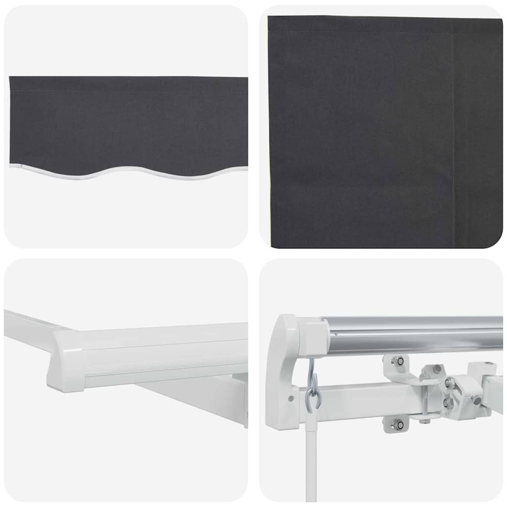 Einziehbare Markise Anthrazit 250 X 200 Cm Stoff Anthrazit (Weißer Rahmen)