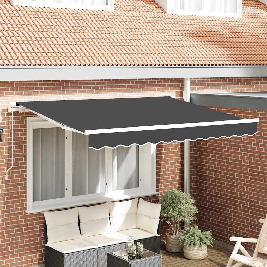 Einziehbare Markise Anthrazit 250 X 200 Cm Stoff Anthrazit (Weißer Rahmen)