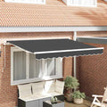 Einziehbare Markise Anthrazit 250 X 200 Cm Stoff Anthrazit (Weißer Rahmen)