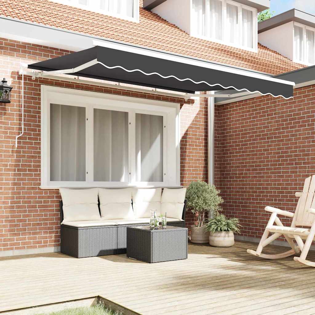 Einziehbare Markise Anthrazit 250 X 200 Cm Stoff Anthrazit (Weißer Rahmen)