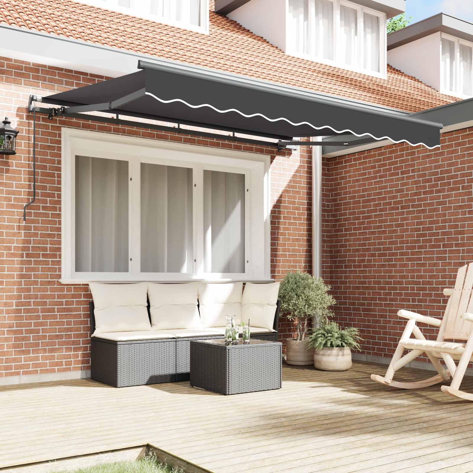 Einziehbare Markise Anthrazit 250 X 200 Cm Stoff Anthrazit (Rahmen Anthrazit)