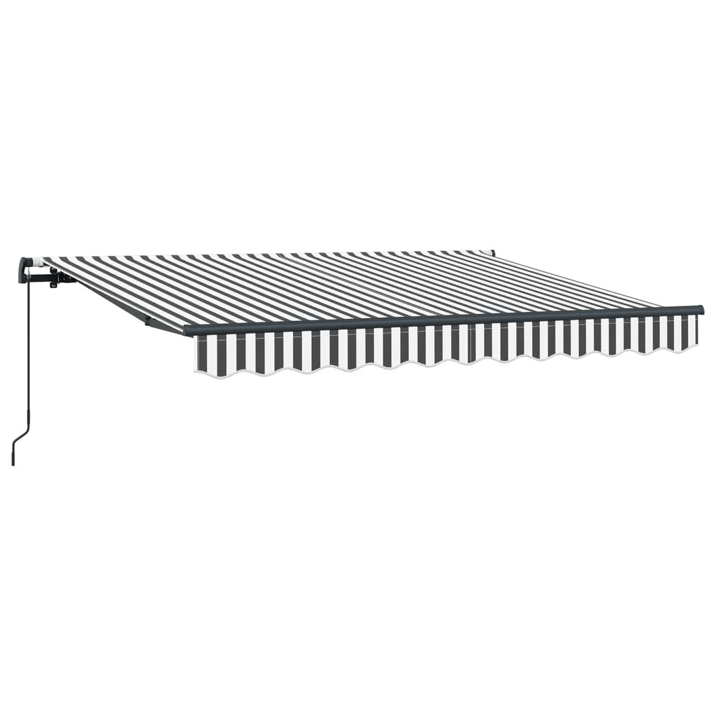 Einziehbare Markise Anthrazit 250 X 200 Cm Stoff Anthrazit Und Weiß (Rahmen Anthrazit)