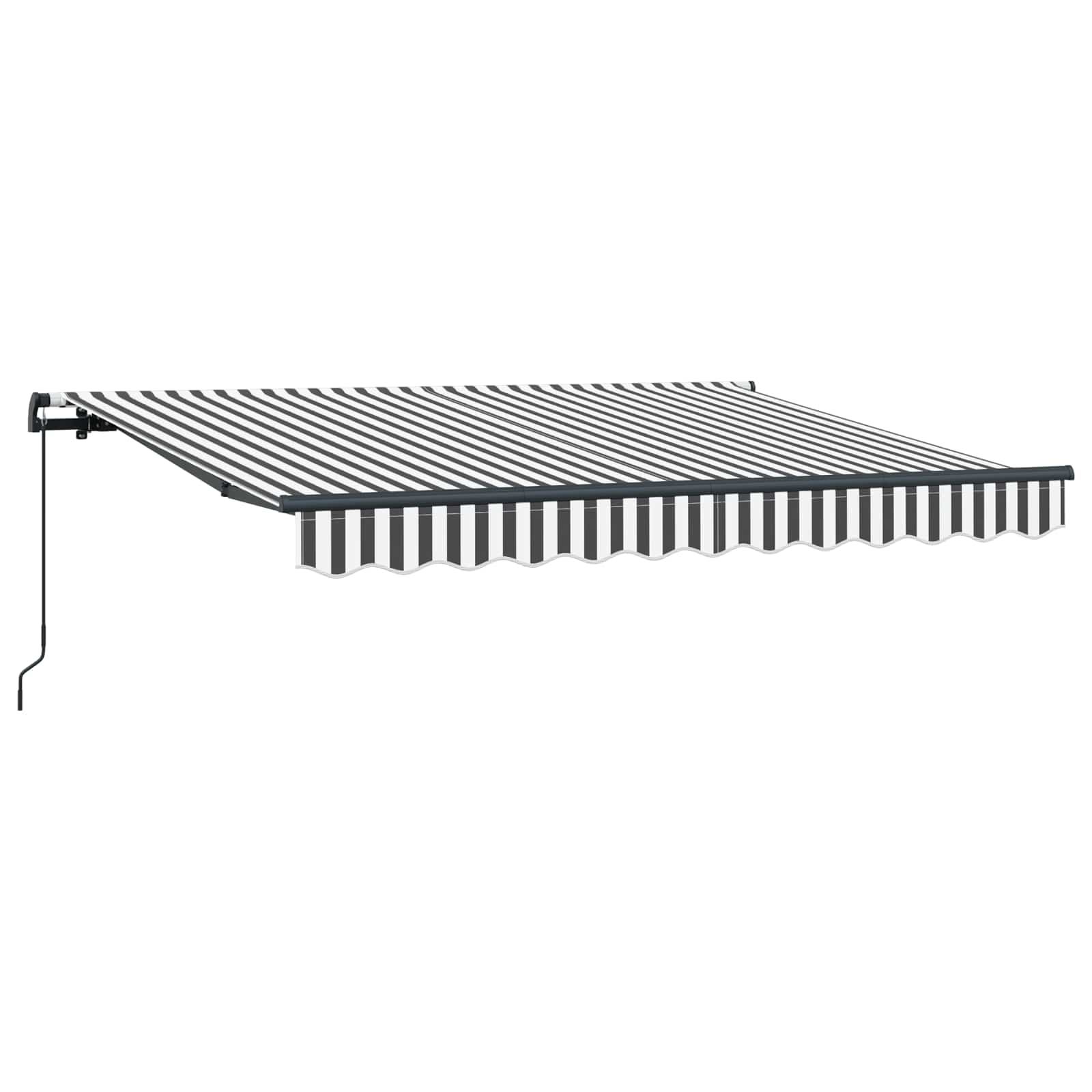 Einziehbare Markise Anthrazit 250 X 200 Cm Stoff Anthrazit Und Weiß (Rahmen Anthrazit)