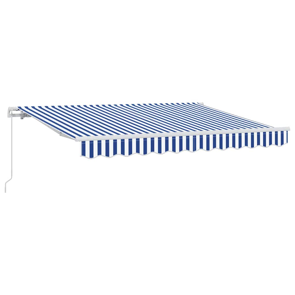 Einziehbare Markise Blau 300 X 200 Cm Stoff Blau Und Weiß (Weißer Rahmen)