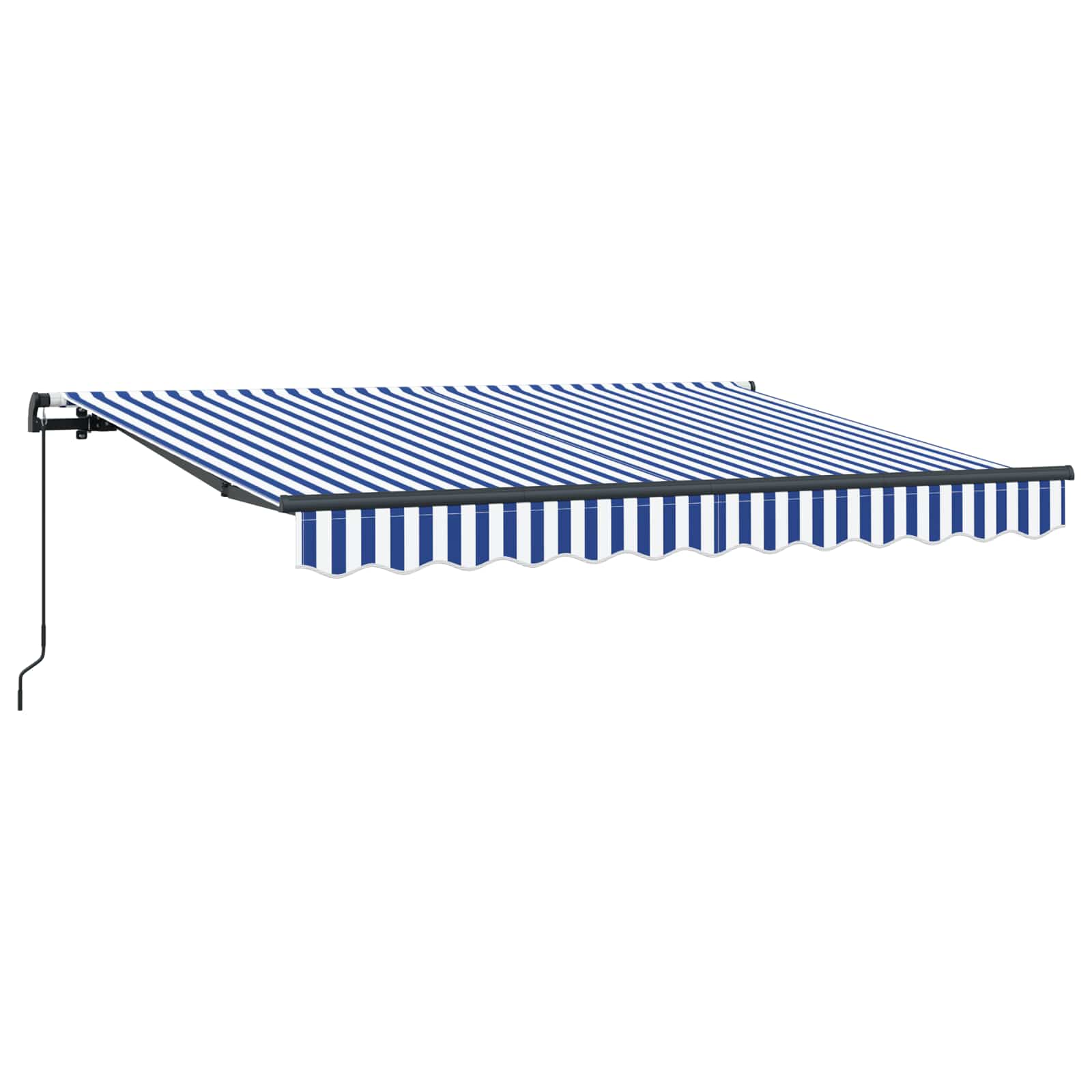 Einziehbare Markise Blau 300 X 200 Cm Stoff Blau Und Weiß (Rahmen Anthrazit)