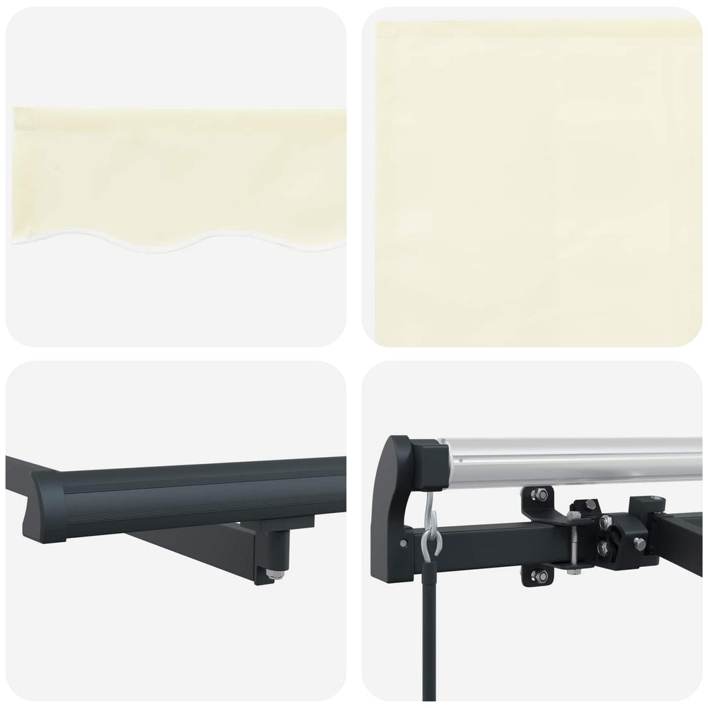 Einziehbare Markise Creme 300 X 200 Cm Stoff Creme (Anthrazit-Rahmen)