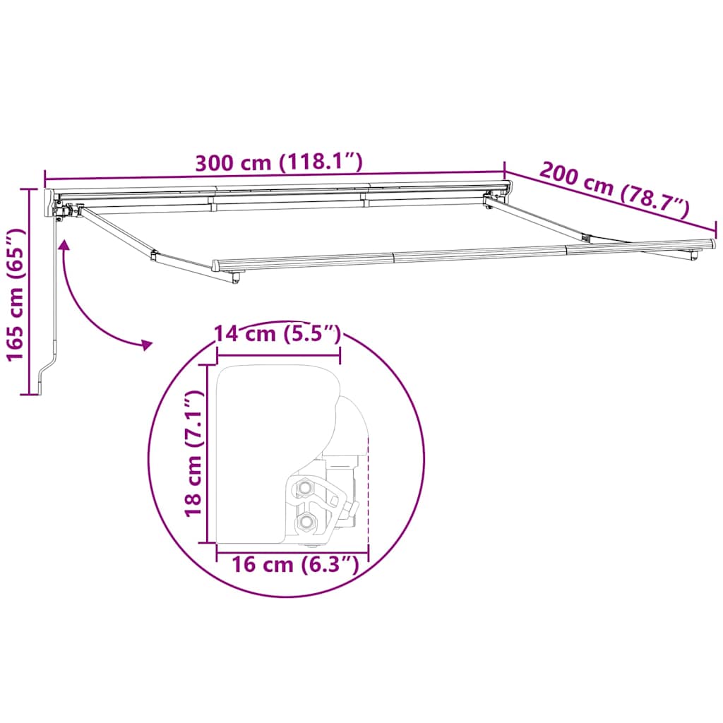 Markisenrahmen Anthrazit Und Weiß 300 X 200 Cm Anthrazit Und Weiß (Weißer Rahmen)