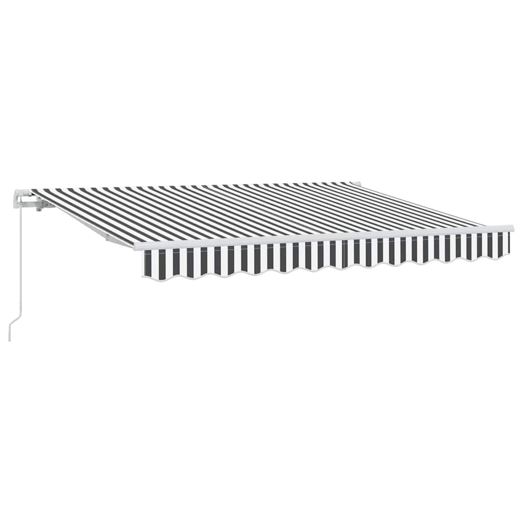 Einziehbare Markise Anthrazit 300 X 200 Cm Stoff Anthrazit Und Weiß (Weißer Rahmen)