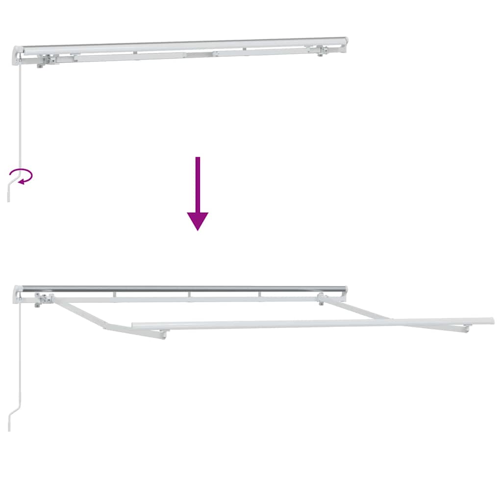 Einziehbare Markise Anthrazit 300 X 200 Cm Stoff Anthrazit Und Weiß (Weißer Rahmen)