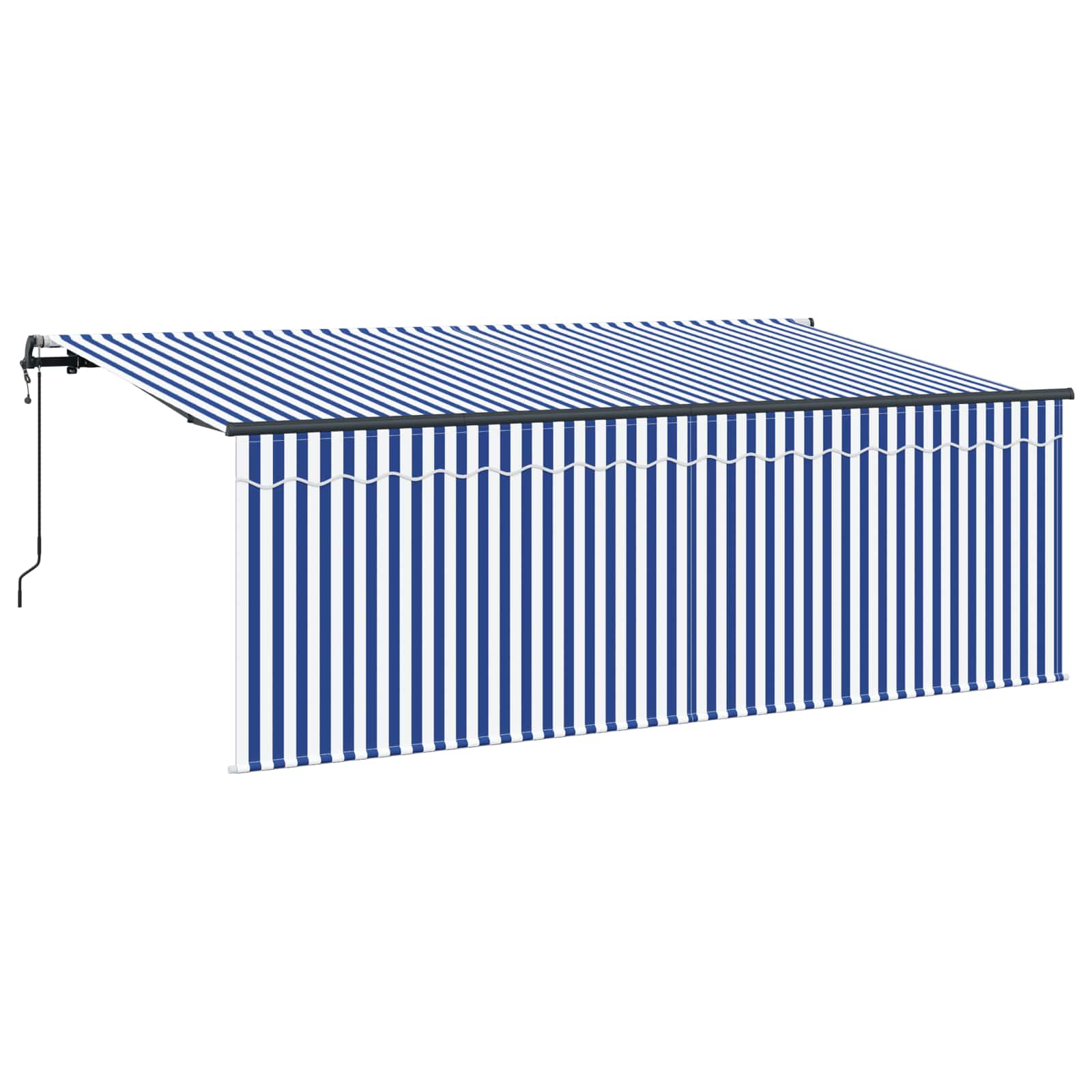 Einziehbare Markise Blau Und Weiß 350 X 200 Cm Creme (Anthrazit-Rahmen)