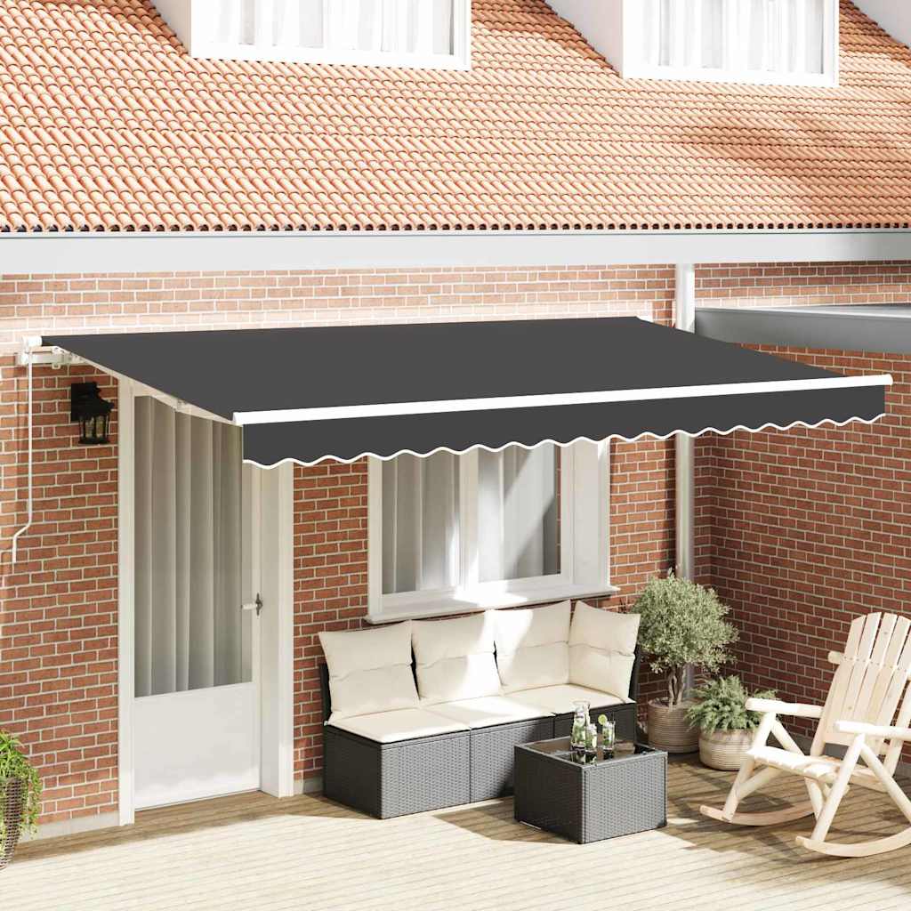 Einziehbare Markise Anthrazit 250 X 200 Cm Stoff Anthrazit (Weißer Rahmen)