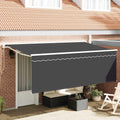 Einziehbare Markise Creme 350 X 200 Cm Polyester Und Aluminium Anthrazit (Rahmen Anthrazit)