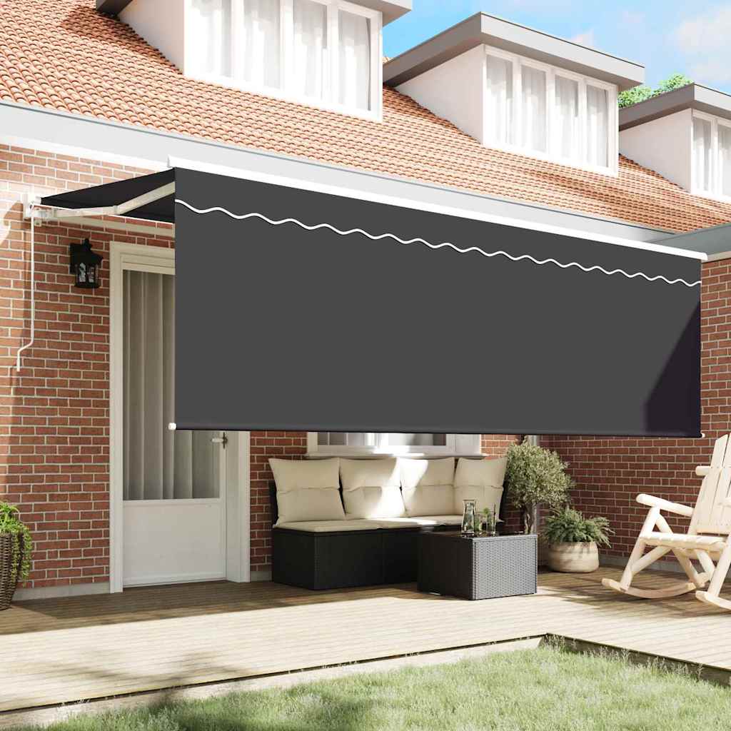 Einziehbare Markise Creme 350 X 200 Cm Polyester Und Aluminium Anthrazit (Rahmen Anthrazit)